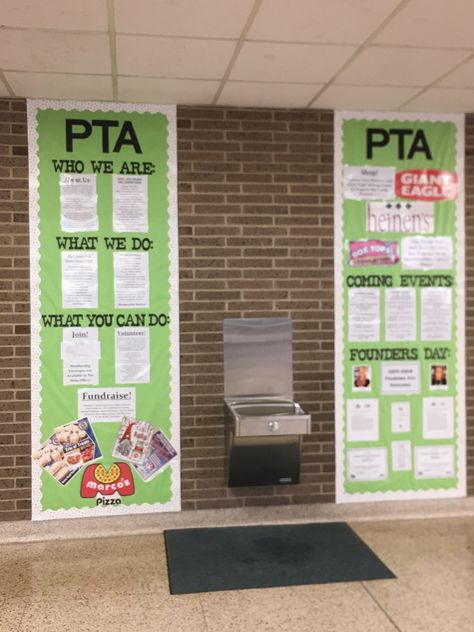 Pta School Bulletin Boards, Parent Council Bulletin Boards, Pto News Bulletin Board, Pta Display Board, Pta Welcome Table, Pto Display Boards, Pta Open House Table Ideas, Pta Table Display Open House, Pta Trifold Board