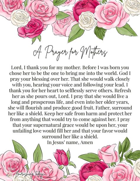 Do you want to bless your mom for Mother's Day? Here you'll find 10 Scriptures for Mother's Day for your mom that will encourage her. As a bonus you can download the FREE printable prayer based on Bible verses to place in her card or with her gift. #bibleverses #mothersday #moms #prayer #prayerformoms Mothers Day Scripture, Mothers Day Bible Verse, Bible Verses About Mothers, Prayer Notebook, Intentional Motherhood, Prayer For Mothers, Surely Goodness And Mercy, Printable Prayers, Christian Motherhood