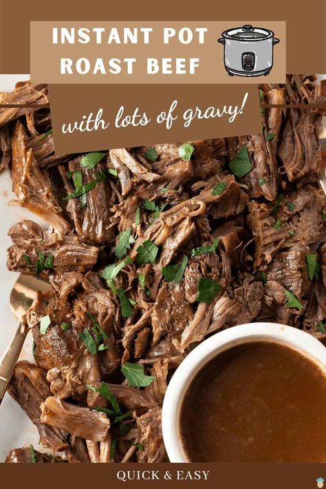 Instant Pot Roast Beef and Lots of Gravy is a quick and easy dinner recipe that creates a tender, delicious roast with plenty of gravy. Instapot Roast Beef, Instant Pot Roast Beef, Roast Beef And Gravy, Christmas Party Themes For Adults, Pot Roast Gravy, Instant Pot Roast, Beef And Gravy, Pot Roast Beef, Party Themes For Adults