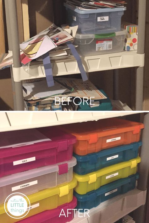 Storage For Kids School Work, Storing Kids School Work, How To Store Kids School Work, Schoolwork Storage, Construction Paper Organization, Organize Kids School Papers, Storing Kids Artwork, Organize School Papers, 1st Grade Art Projects