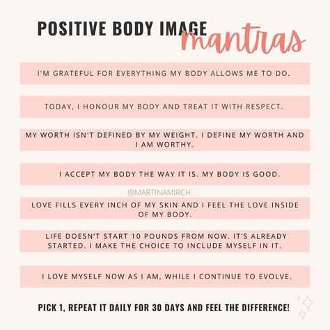 Emotional Eating Coach on Instagram: “✨It sounds simple but it really works!⁠⠀ ⁠⠀ Save this post to remember these powerful mantras✨⁠⠀ ⁠⠀ What exactly are mantras?⁠⠀ ⁠⠀ 👉🏻A…” Mindful Eating Mantras, Emotional Eating Mantras, Intuitive Eating Mantras, Powerful Mantras, Revenge Body, Positive Body Image, Feeling Better, Im Grateful, Intuitive Eating