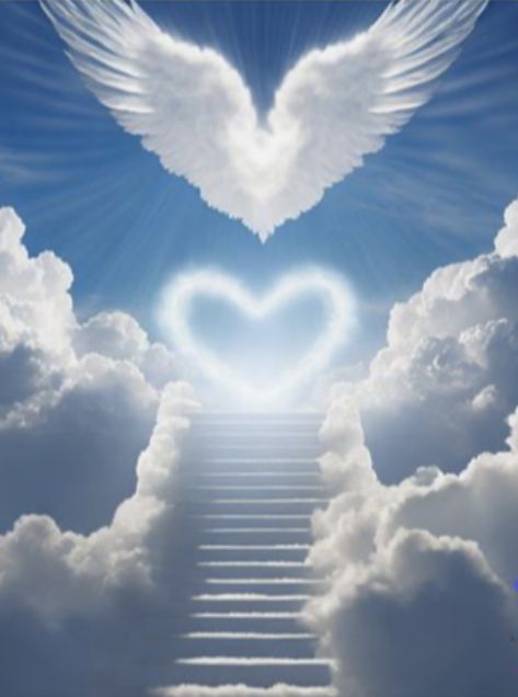 Stairway To Heaven Tattoo, Glowing Heart, Heaven Pictures, Heaven Tattoos, Heart In Nature, Spiritual Images, Jesus Christ Artwork, Heaven Art, Angel Guidance