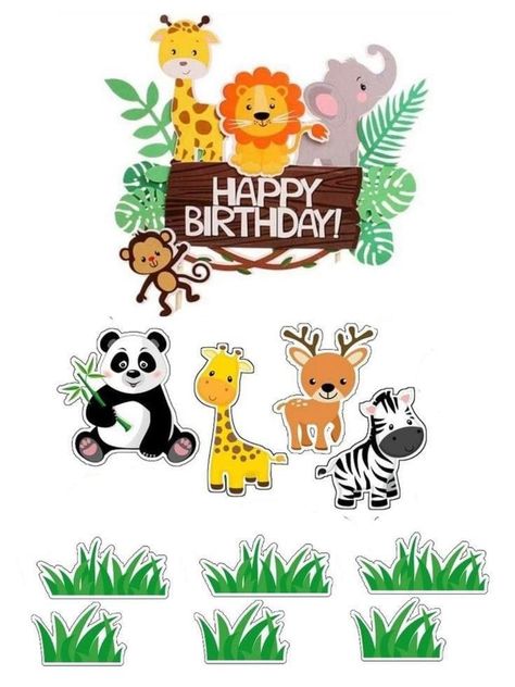 Jungle Theme Topper Printable, Jungle Safari Cake Topper Printable, Anchor Stencil, Jungle Safari Cake, Shower Pictures, Jungle Theme Cakes, Pokemon Cake Topper, Baby Shower Pictures, 5th Birthday Cake