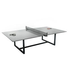 James de Wulf Vue Concrete Ping Pong Table with Powder Coated Steel Base Concrete Ping Pong Table, Concrete Table Top, Tennis Table, Minimalist Dining Room, Concrete Dining Table, Center Line, Industrial Dining, Concrete Forms, Modern Dining Room Tables