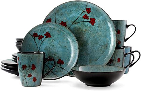 Red Dinnerware Set, Floral Dinnerware, Dishware Sets, Stoneware Dinnerware Sets, Stoneware Dinnerware, Porcelain Dinnerware, Elegant Sets, Dish Sets, Tableware Set