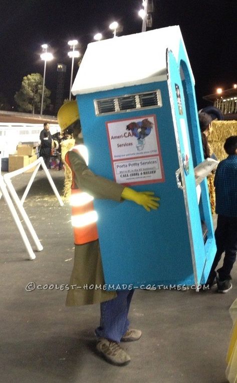 I decided I would do a fresh take on the traditional "Man Being Carried" costume.  So I took the idea and ran with it, or carried it.  I Traditional Man, Illusion Costumes, Porta Potty, Bff Halloween Costumes, Homemade Costume, Unique Halloween Costumes, Homemade Costumes, Halloween Costume Contest, Group Halloween Costumes