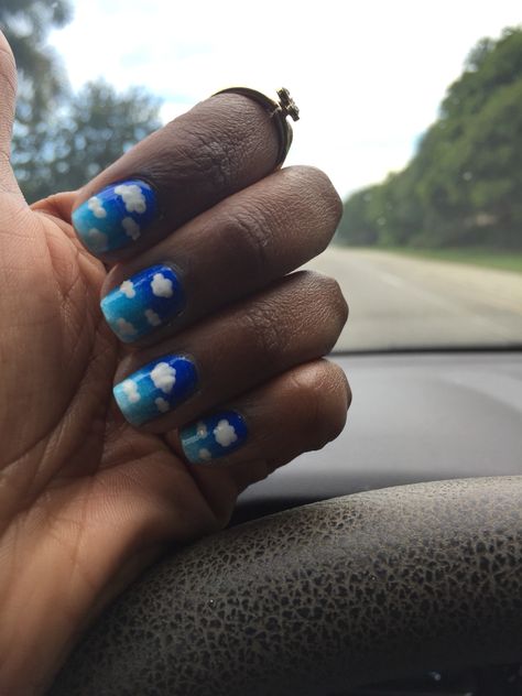 Clouds in the sky ☁️ Blue Nails Clouds, Nails Clouds, Clouds In The Sky, Different Nail Designs, Blue Nails, The Sky, Nail Designs, Nails, Blue