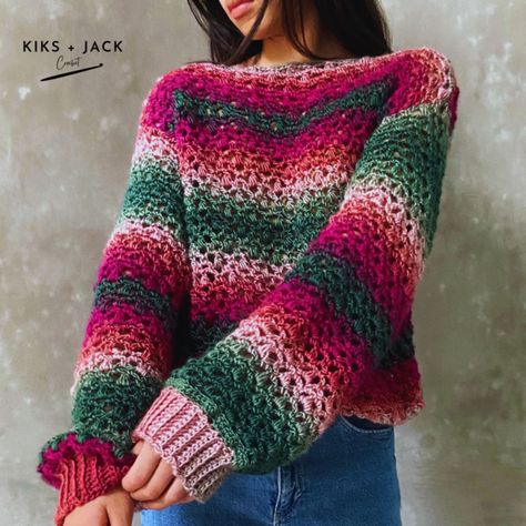 The Nusa Mesh Net Crochet Sweater V20 Crochet Sweater Free Pattern, Sweater Free Pattern, Net Crochet, Start Crocheting, Crochet Sweater Free, Christmas Colours, Easy Patterns, Crochet Sweater Pattern Free, Crochet Jumper