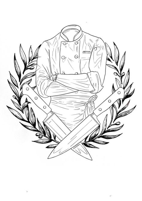 Yes Chef Tattoo, Chef Art Drawing, Cook Tattoo Chef, Chef Tatoos Culinary Tattoos, Chef Tattoo Ideas For Men, Bbq Tattoo, Chef Tattoo Design, Chef Tattoo Ideas, Chef Drawing