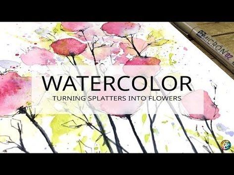 watercolor for beginners: splatters + doodles = easy florals - YouTube Watercolour Doodles, Watercolor For Beginners, Doodles Easy, Beginner Watercolor, Watercolor Doodle, Watercolor Flowers Tutorial, Watercolor Tips, Watercolor Lessons, Watercolor Ideas