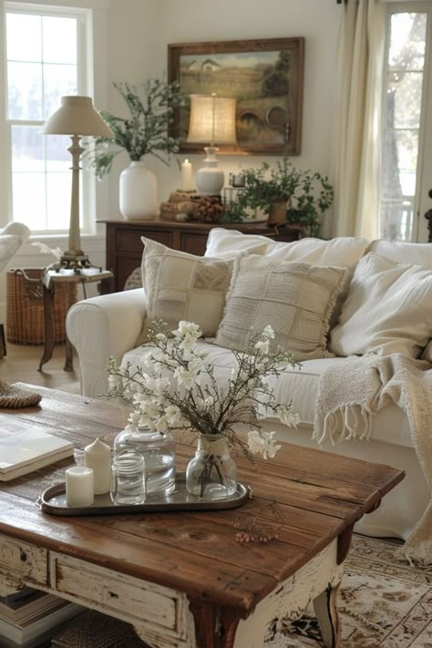 Home Decor Rustic Country Living Room Interior Design Country Cottage Living Room, Country Cottage Living, Country Style Living Room, Country Interior Design, French Country Living, Living Room Decor Rustic, Casa Country, French Country Living Room, Country House Interior