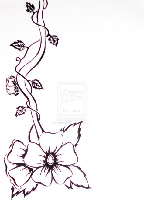 Easy Flower Vine Drawings, Flower Vines Drawings, Flower Vine Drawing, Realistic Flower Tattoo, Easy Pencil Drawings, Vine Drawing, Flower Vines, Pencil Drawings Of Flowers, Tree Drawings Pencil