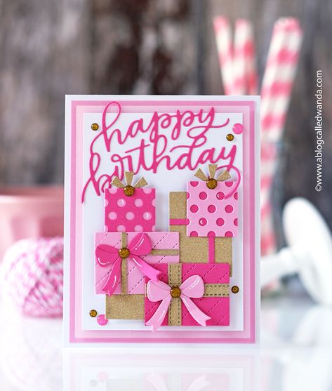 Gold Presents, Pretty Pink Posh, Barbie Birthday, Very Happy Birthday, Pink Birthday, Handmade Birthday Cards, Card Layout, Happy Birthday To You, Paper Craft Projects