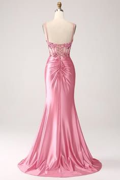 Prom Dresses Pink Sparkle, Long Pink Silk Dress, Classy Prom Dresses Long, Light Pink Prom Dress, Mermaid Corset, Corset Prom Dress, Tight Prom Dresses, Prom Inspiration, Long Party Dress