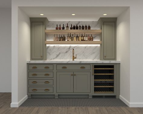 Built In Bar Ideas For Home, Wall Bar Ideas For Home, Built In Bar Cabinet, Bar In Living Room, Bars Ideas, Bar Renovation, Basement Wet Bar, Wet Bar Designs, Bar Room Decor