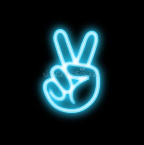 Hand neon peace sign. Hand blue neon peace symbol on black #Sponsored , #ad, #sponsored, #neon, #symbol, #black, #peace Neon Peace Sign, Neon Widgets, Wp Sticker, Spotify Design, Neon Symbol, Widget Pics, Ios14 Icons, Neon Png, Blue Neon Lights