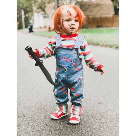 Chucky Costume For Toddler, Kids Chucky Costume, Baby Chucky Costume, Chuckie Costume, Toddler Chucky Costume, Diy Chucky Costume, Chucky Costume For Kids, Chucky Halloween Costume, Chucky Costume