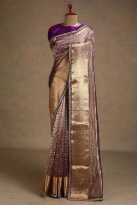 Pure Tissue Crush Sarees with Kanjivaram Borders | siri designers Crush Tissue Saree, Siri Designers, Engagement Hairstyles, Tissue Saree, Kids Frocks, Embroidery Saree, Tussar Silk Saree, Bird Design, Ethnic Wear