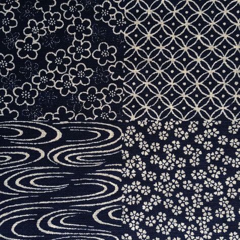 Japanese Home Decor, Homespun Fabric, Indigo Fabric, Kimono Pattern, Japanese Embroidery, Japanese Textiles, Japanese Patterns, Japanese Cotton, Japanese Prints