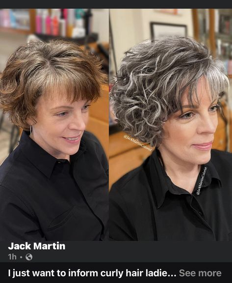 Jack Martin, Grey Hair Transformation, Grey Curly Hair, Grey Highlights, Short Dark Hair, Natural Gray Hair, Transition To Gray Hair, Blending Gray Hair, Wispy Bangs