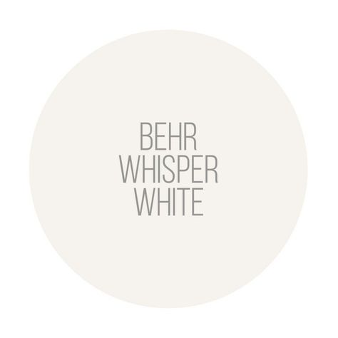 BEHR Whisper White is a beautiful white paint color that leans slightly to the warm side while still looking like a clear white colour. Behr Bathroom Paint Color, White Paint For Nursery, Behr White Paint Colors Bathroom, White Behr Paint Colors For Walls, Behr White Swatches, White Paint Colors For Kitchen Walls, Behr Trim Paint White, Farmhouse White Paint Behr, Harmonious White Behr