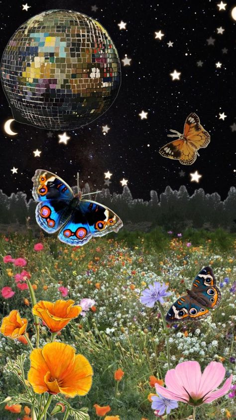 #vibes #discoball #butterfly #star Disco Forest, Disco Ball, Favorite Pins, Art Wallpaper, Mood Board, Butterflies, Forest, Neon, Pins