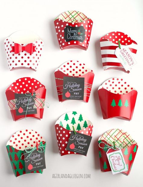 decorated fry boxes French Fry Box Ideas, Where Did The Time Go, Fry Box, Christmas Treats Holders, Treat Holders, Candy Crafts, Paper Boxes, French Fry, Treat Holder