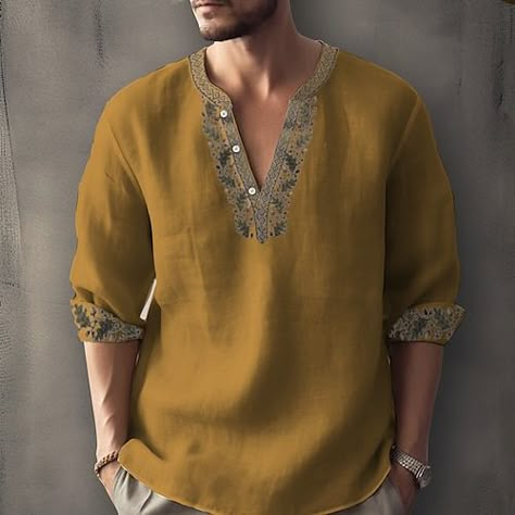 Soft Streetwear Fashion, Mens Shirts Online, Linen Fashion, Linen Shirt Men, Yellow Light, Fashion Streetwear, Printed Sleeves, Clothing Apparel, Seychelles