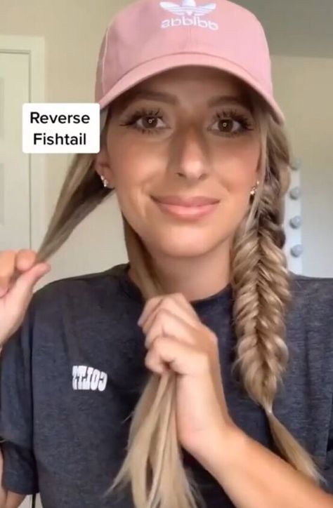 This is a guide on reverse fishtail pigtails. This simple reverse fishtail method will have you rocking those fishtail pigtails in no time! Fishtail Pigtail Braids, Easy Pigtail Braids, Pigtails With Hat, Fishtail Braid Pigtails, Reverse Fishtail Braid, Pigtails Tutorial, Fishtail Pigtails, Pigtail Braids, Pigtail Hairstyles