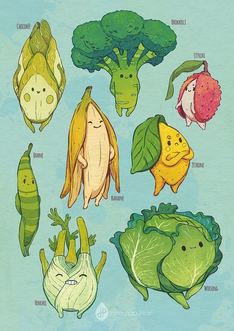 Veggie Art, 캐릭터 드로잉, Art Portfolio, Cute Characters, Cute Doodles, Creature Art, Book Illustration, Fantasy Creatures, Lettuce