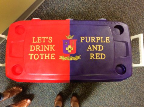 SigEp sigma phi epsilon cooler crest to the purple and red Nola Frat Cooler, Frat Coolers Ideas Formal, Frat Coolers Ideas, Painted Fraternity Coolers, Formal Coolers, Cooler Connection, Frat Formal, Painted Coolers, Formal Cooler Ideas