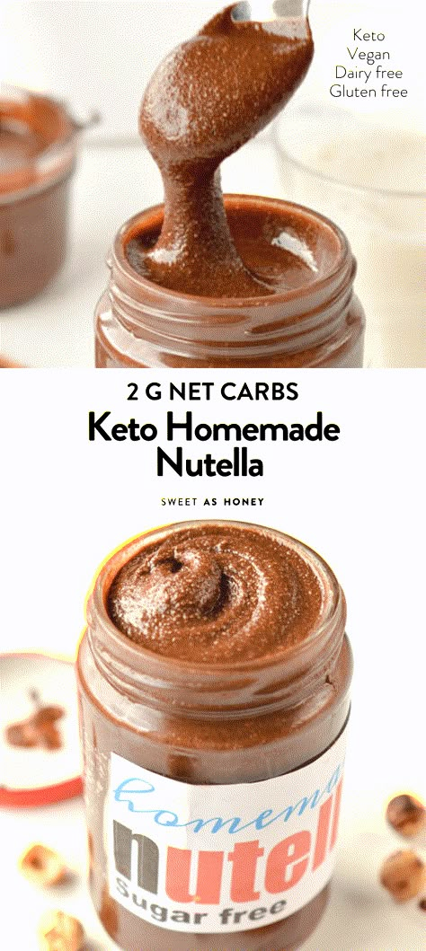 Sugar Free Nutella Recipe - Keto + Low Carb - Sweetashoney Keto Nutella, Sugar Free Nutella, Nutella Snacks, Nutella Recipe, Keto Sauces, Homemade Nutella, Keto Treats, Keto Friendly Desserts, Nutella Recipes