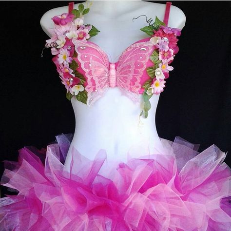 Fairy Rave, Decorated Bras, Butterfly Bra, Mermaid Bra, Fairy Outfit, Edc Outfits, Rave Bra, Dance Tights, Butterfly Fairy