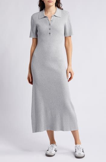 Treasure & Bond Polo Rib Cotton Blend Sweater Dress | Nordstrom Sporty Chic Style, Midi Sweater Dress, Scooped Neckline, Sweater Dress Midi, Sporty Chic, Polo Dress, Work Clothes, Nordstrom Dresses, Work Outfit