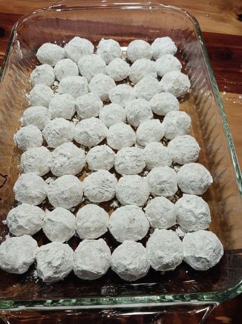 Easy Crockpot Recipes | Buttery Pecan Snowball Cookies | Facebook Christmas Snowball Cookies, Snowball Cookies Recipe, Pecan Snowballs, Christmas Snowball, Pecan Snowball Cookies, Snowball Cookie Recipe, Russian Tea Cake, Cookie Balls, Mexican Wedding Cookies