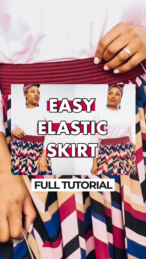 Elastic Skirt Tutorial, Stylish Midi Skirt, Diy Elastic, Elastic Skirt, Skirt Tutorial, Trendy Skirts, Stretch Band, Stretch Bands, A Skirt