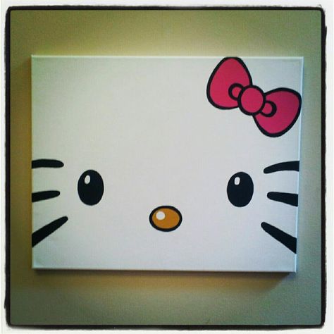 DIY Hello Kitty Canvas Painting...totally making this for my future Hello Kitty lover Hello Kitty Canvas Painting, Hello Kitty Canvas, Diy Hello Kitty, Cute Easy Paintings, Hello Kitty Bedroom, Mini Toile, Hello Kitty Rooms, Hello Kitty Crafts, Posca Art