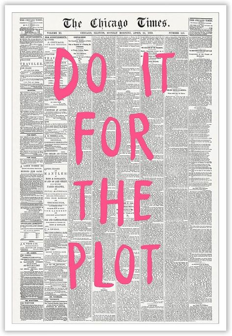 Happy Posters Aesthetic, Newspaper Cutout Aesthetic, Do It For The Plot, Retro Newspaper, Newspaper Canvas, For The Plot, Motivational Affirmations, Apartment Bedroom Decor, Pink Quotes