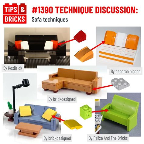 Lego Sofa, Lego House Ideas Easy Modern, Lego Couch Instructions, Lego House Furniture, Lego Living Room, Lego Furniture Ideas, Lego House Moc, Lego House Ideas Furniture, Lego Creations Instructions