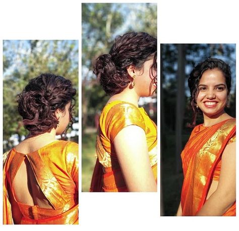 9 Latest Curly Hairstyles for Saree and Lehenga | Styles At Life Curly Hair Bun Styles, Hairstyles For Saree, Lehenga Styles, Curly Bridal Hair, Lehenga Hairstyles, Short Haircuts Shoulder Length, Messy Curly Hair, Curly Bun Hairstyles, Saree Hairstyles