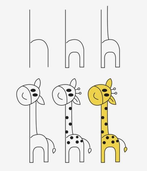 Easy Giraffe Drawing, Drawing For Toddlers, Kids Drawing Easy, Giraffe Doodle, Kids Drawing Ideas, Toddler Drawing, Giraffe Drawing, Drawing Kids, Toddler Art Projects