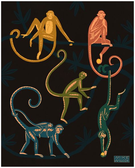 Monkey Mural, Monkey Illustration, Conversational Prints, Print Inspiration, 8x10 Print, Gsm Paper, Limited Edition Prints, Monkeys, New Art