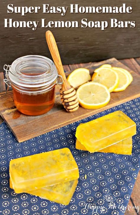 Making homemade soap bars with melt and pour soap base is super easy. And this natural honey lemon scent is absolutely delicious! Lemon Soap Bars, Melt And Pour Soap Base, Easy Diy Beauty Products, Diy Soap Bars, Homemade Soap Bars, Savon Diy, Easy Soap Recipes, Diy Soap Recipe, Soap Melt And Pour