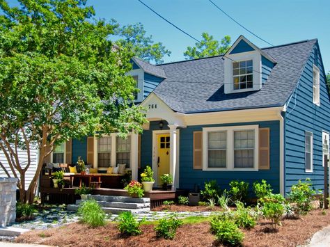 Avoid common landscaping disasters and learn what to do to fix them with solutions you'll find on HGTV.com. Siding Colors For Houses, Cape Cod House Exterior, Exterior Siding Colors, Yellow Front Doors, Shutter Colors, Patio Pictures, Exterior Color Palette, Cape Cod Style House, Casas The Sims 4