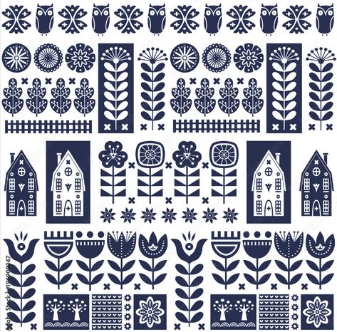 Scandinavian Quilts, Arte Folk, Handpoke Tattoo, Pattern Svg, Scandinavian Pattern, Hand Carved Stamps, Folk Art Flowers, Folk Design, Scandinavian Folk Art