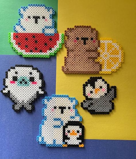 Perler Bead Animals, Kawaii Perler, Perler Beads Art, Melt Beads Patterns, Bead Animals, Hamma Beads Ideas, Keychain Phone, Melty Bead Patterns, Pearl Beads Pattern