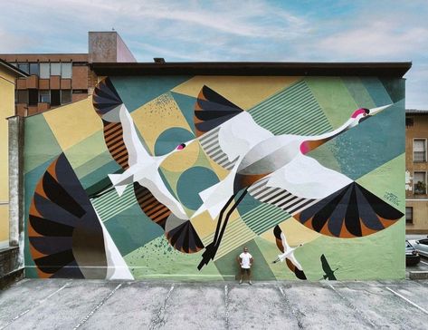 Spray Can Art, Street Art Utopia, Map Murals, Street Mural, Animal Mural, Murals Street Art, Geometric Animals, Mural Wall Art, Mural Painting