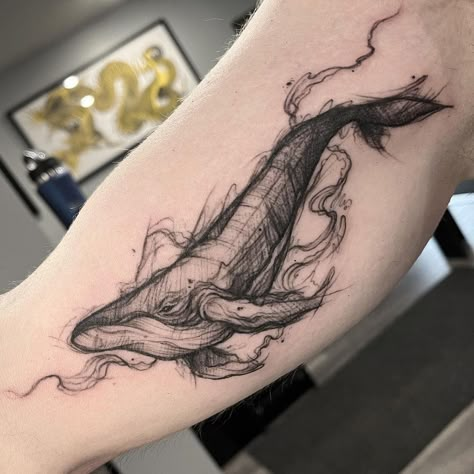 Tristyn Dabrowski on Instagram: “| Perseverance | . . . . . #whale #whaletattoo #sketch #sketchtattoo #spitefulharetattoos #tattoo #tattoos #unique #blackwork #humpbackwhale” Whale Shark Tattoo, Nature Tattoo Ideas, Rib Tattoos For Guys, Sketch Style Tattoos, Tattoos Unique, Whale Tattoos, Nature Tattoo, Clever Tattoos, Ocean Tattoos