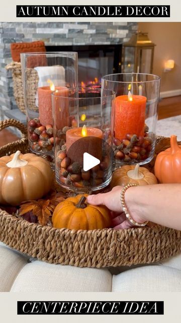 Tara Panasiuk on Instagram: "Cozy and easy fall decor idea!🍁 Comment “COZY” to be sent the items used here 🧡

If you have been following along for awhile you may have seen me share this last year…but I had to pass along again as it’s one of my favorite ways to bring the warm and cozy fall vibes into your home 🥰 

I have used pinecones as well and will round them up if you want a mix or to use those instead 🤗

#fallvibes #halloween #autumnmood #falldecor" Small Porch Decor, Cozy Fall Vibes, Easy Fall Decor, Cozy Fall Decor, Fall Arrangements, Fall Thanksgiving Decor, Fall Deco, Diy Fall Wreath, Autumn Decorating