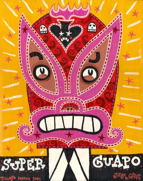 Mexican Wrestler, Creative Advertising Design, Art Hub, Art Graffiti, Stencil Art, Mexican Art, Mexican Folk Art, Children's Book Illustration, Skull Art